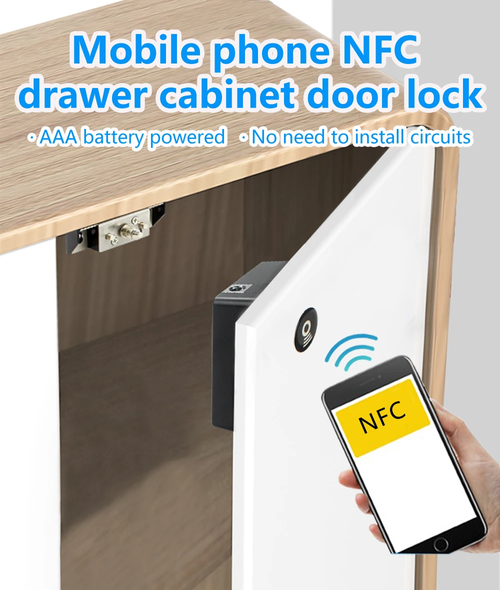 NFC drawer lock, keyless electronic smart wireless locker lock, suitable for home and office.