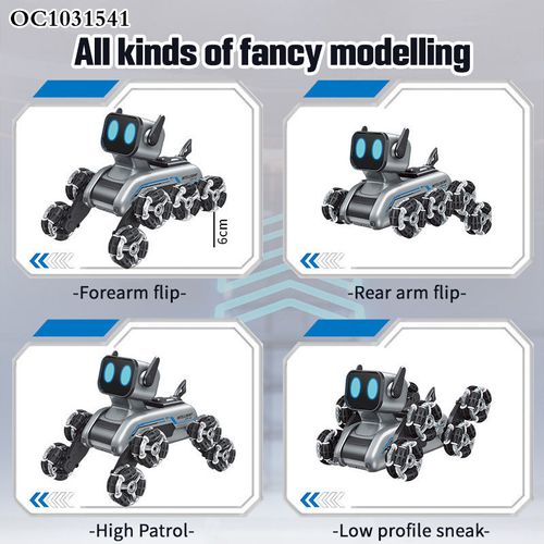 New children's intelligent remote-controlled robotic dog toy car as a gift, with eight-wheel drive, capable of stunt performances and functioning as a mechanical climbing vehicle.