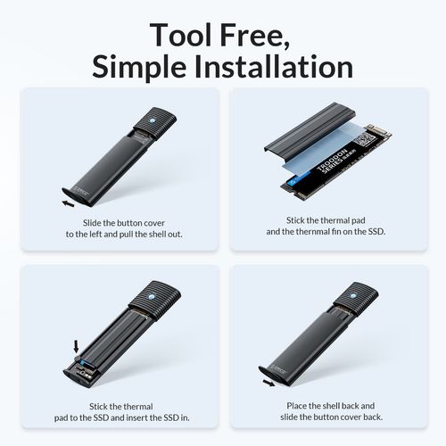 4TB ORICO M.2 NVMe SATA SSD Enclosure Adapter Tool-Free
