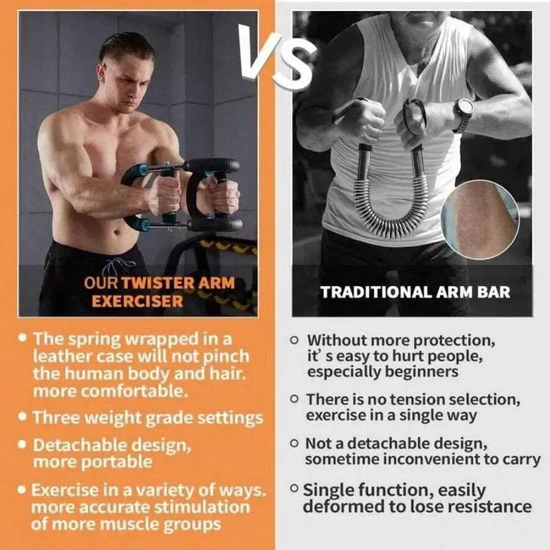FLEX FORCE 2025 Pro Twister Arm muscle Trainer, 60-100lb Adjustable Power Twister Bar, Chest Shoulder Arm Workout Equipment, Portable Detachable Upper Body Fitness Machine for Home & Gym