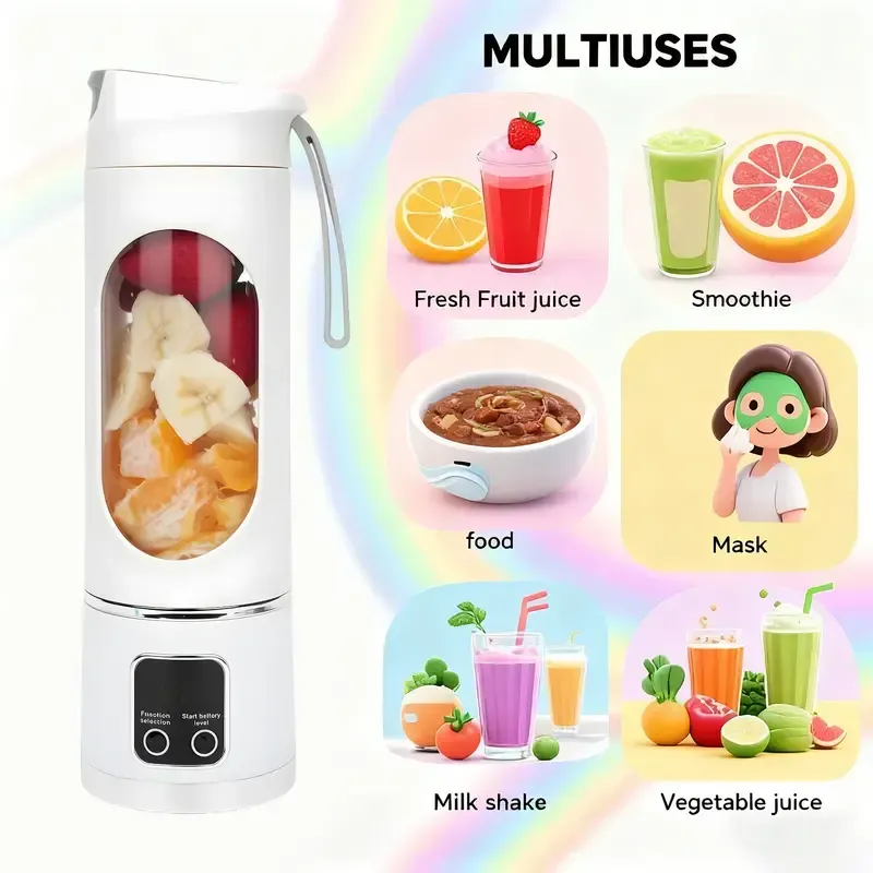 Ultimate Portable Blender! USB Rechargeable & Compact for Smoothies On-The-Go - Perfect Travel, Back To School & Gym! Leak Proof Design, Makes Shakes & Baby Food in Seconds cup juicer rechargeable mini blender vegetable