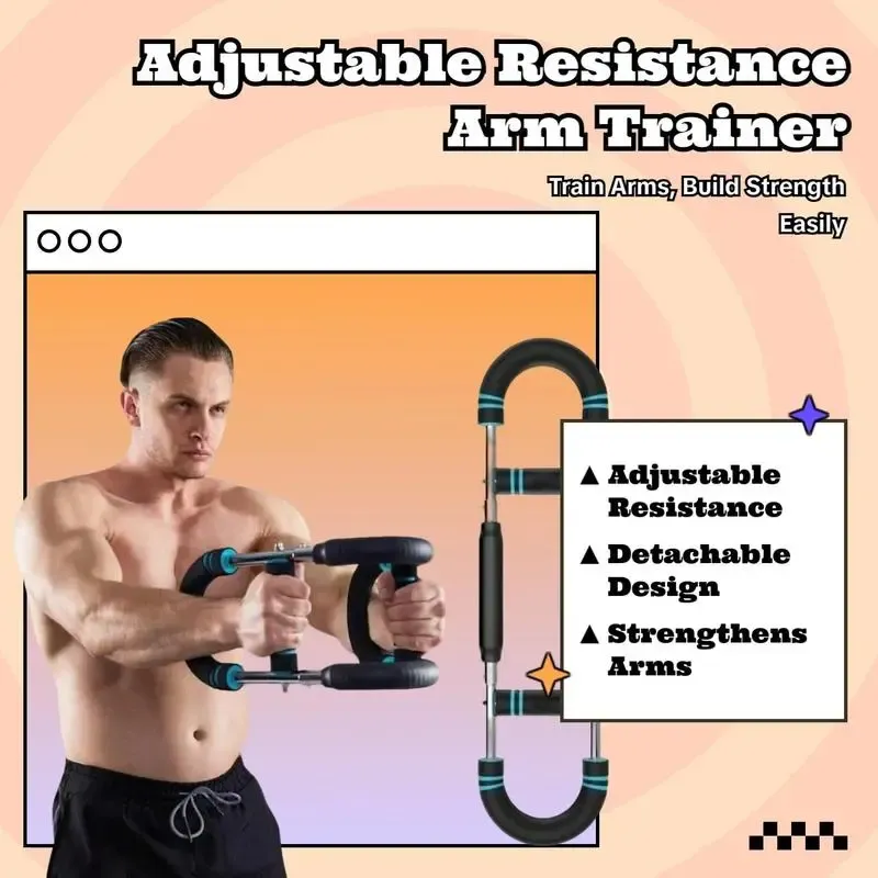 FLEX FORCE 2025 Pro Twister Arm muscle Trainer, 60-100lb Adjustable Power Twister Bar, Chest Shoulder Arm Workout Equipment, Portable Detachable Upper Body Fitness Machine for Home & Gym