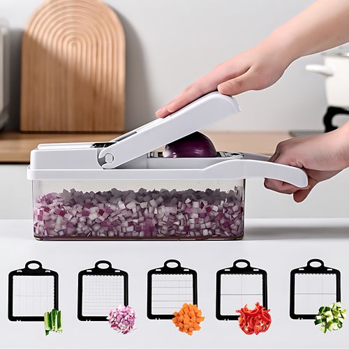 Manual Vegetable Slicer - 9-in-1 Safe Cutter for African Kitchens | No Knife Needed