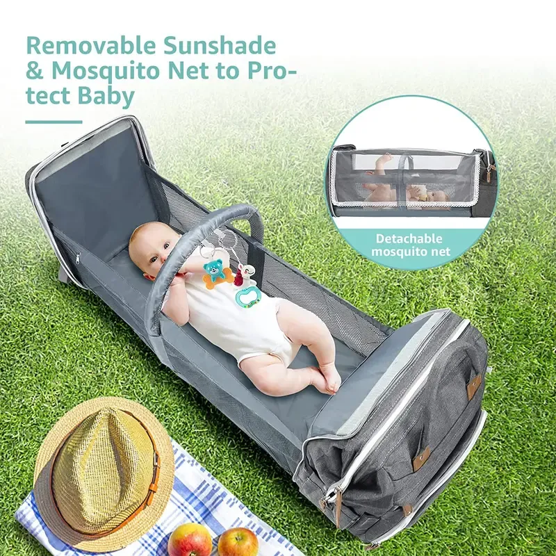 3 In 1 Diaper Bag Backpack with Changing Station, Multifunctional Waterproof Portable Bag for Travel