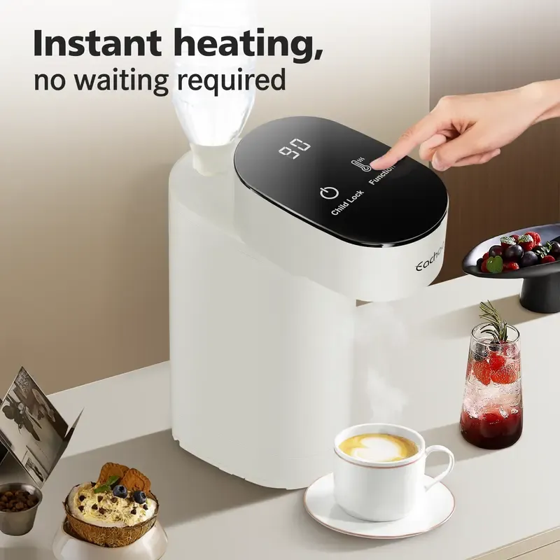 Instant Hot Water Dispenser – 1-Second Boiling, 5-Temp Adjustable (110°F-212°F), Child Lock, Compact Desktop Water Heater for Home or Office, Compatible with Bottled & 5-Gallon Jugs, Fast & Safe Hot Water