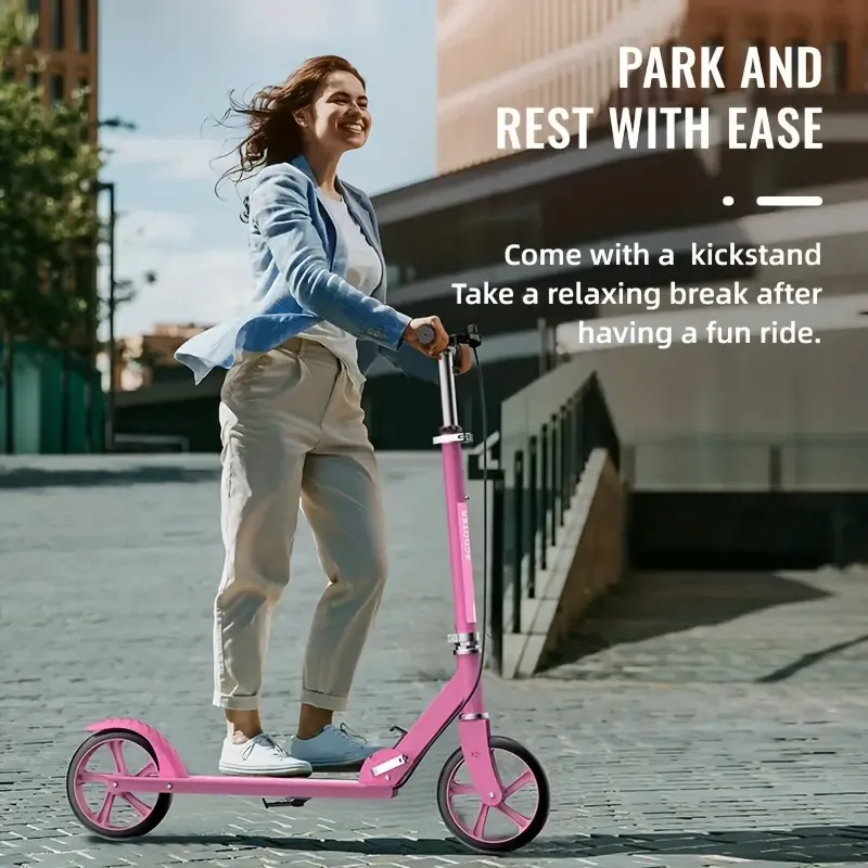 Adult Folding Scooter  Two Wheels Adult Folding Scooter - Compact Design, Front Brake, Iron Structure, Front Suspension - Suitable For 14 Years And Above