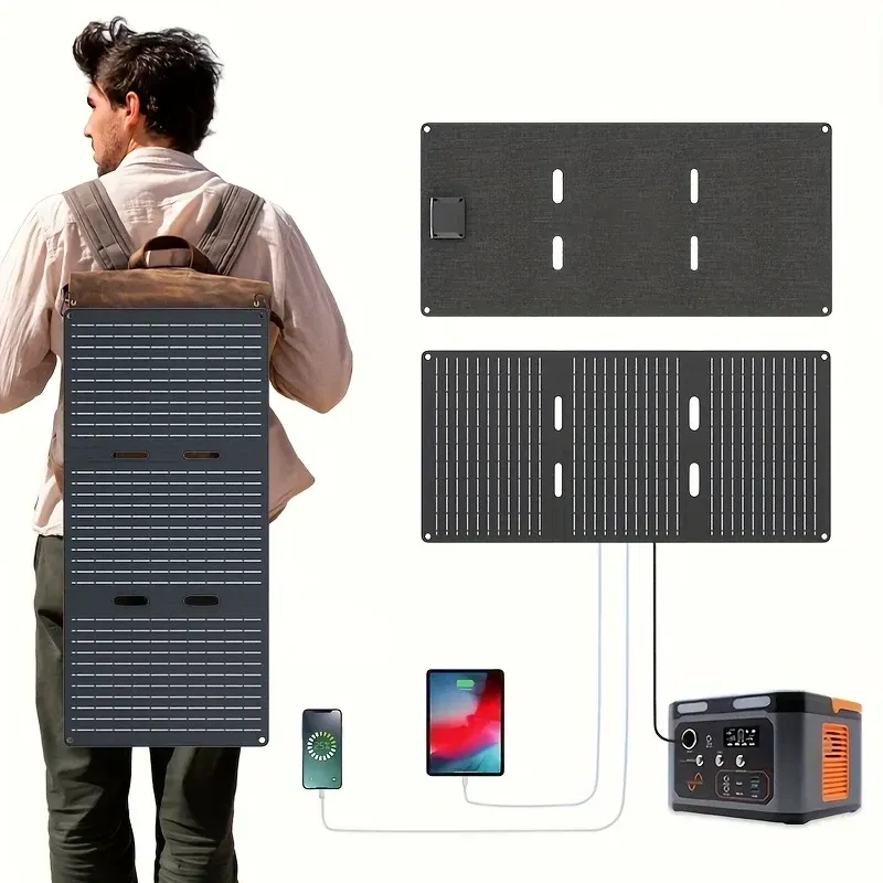 21W Portable Folding Solar Panel Charger, Dual USB A&USB C, High-Efficiency Single Crystal Silicon, Removable Photovoltaic Module, Solar-Powered Charging for Phones & Devices