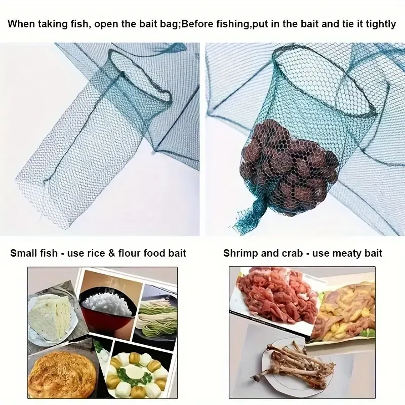 twelve Hole Hex Portable Fishing Net Catcher - Durable Nylon Lobster, Crab and Fish Catching Tool for Outdoor Fishing Adventures
