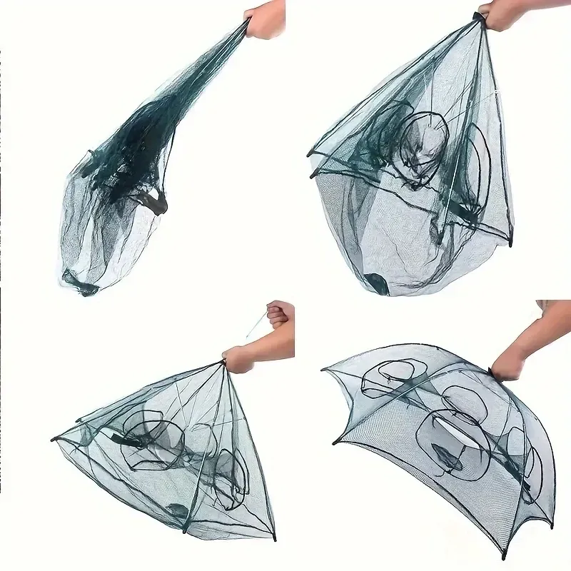 twelve Hole Hex Portable Fishing Net Catcher - Durable Nylon Lobster, Crab and Fish Catching Tool for Outdoor Fishing Adventures