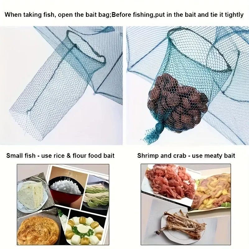 twelve Hole Hex Portable Fishing Net Catcher - Durable Nylon Lobster, Crab and Fish Catching Tool for Outdoor Fishing Adventures
