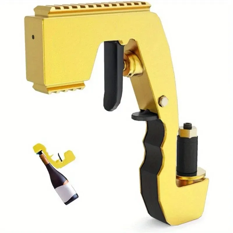 Champagne GunChampagne Gun for Parties Lightweight Plastic Sprayer with Adjustable rubber plugPortable Safe Beer Shooter for Birthdays WeddingsEasy Clean Reusable Golden