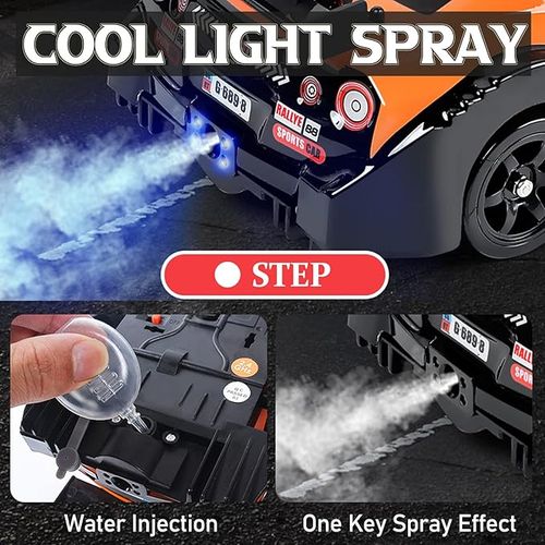 Remote Control Car RC Drift Car 1：16 Scale 4WD and High Speed RC Car 2.4GHz with LED Lights Spray Racing Toy Car for Adults Boys Girls Kids Birthday , Blue
