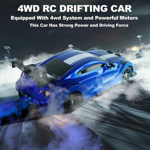 Remote Control Car RC Drift Car 1：16 Scale 4WD and High Speed RC Car 2.4GHz with LED Lights Spray Racing Toy Car for Adults Boys Girls Kids Birthday , Blue