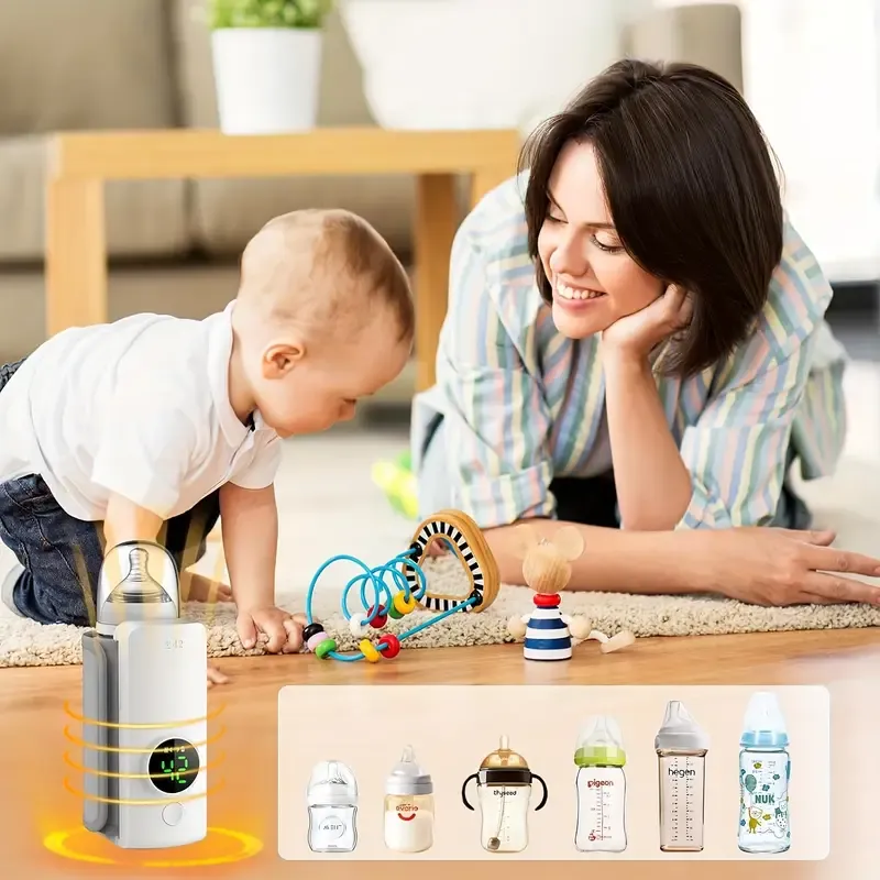 Portable Youngsters Bottle Heater, Suitable for Travel, Fast Heating, Lasting Heating Up to 5 Hours, Precise Temperature Control, Comfortable Youngsters Feeding Anytime, Anywhere, Waterless Heating Milk