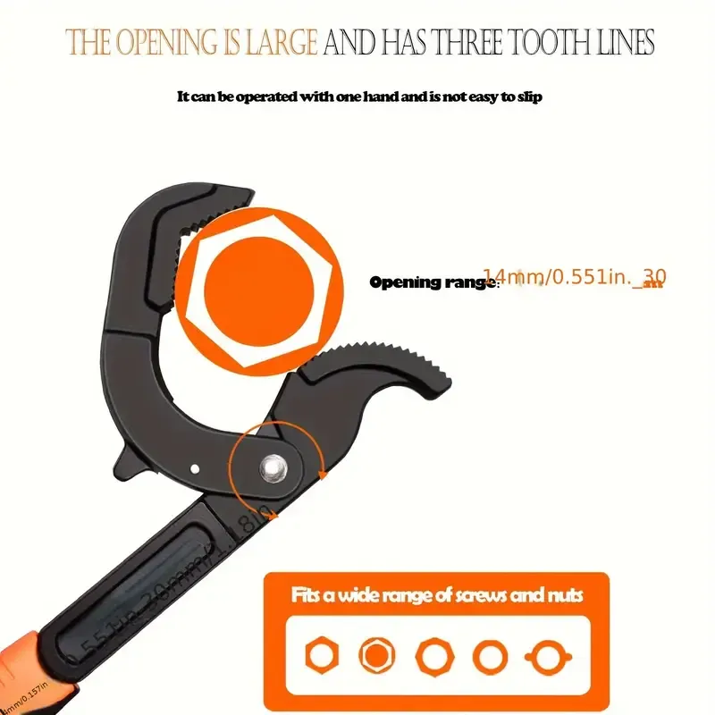 10 Inch & 14 Inch Multi-Functional Universal Wrench Set, Durable Metal Construction, Anti-Corrosion, Shock-Resistant, Break-Resistant, with Adjustable Jaw for Plumbing and Pipe Repair