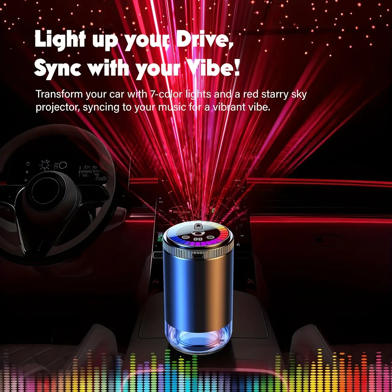 Outer bottle + perfume  Car Smart Aroma Diffuser, Dynamic Light Show or Starry Sky Top Mode, Natural French Scented Essential Oils or Perfumes, Adjustable Fragrance Concentration, Eliminate Odor In The Car, Long-term Use for 6 Months - Ocean