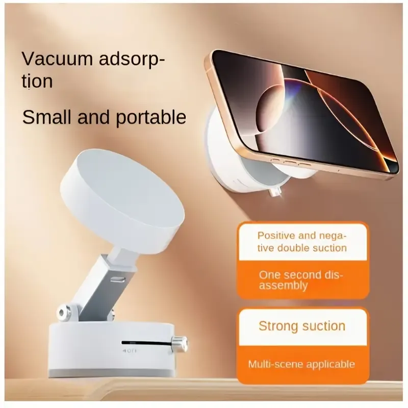 360° Rotatable Magnetic Mobile Phone Holder, Vacuum Magnetic Suction Cup Folding Rotating Bracket, Foldable And Adjustable Multi-functional Vacuum Suction Cup Bracket, With Double-sided Magnetic Design, Suitable For Various Environments.
