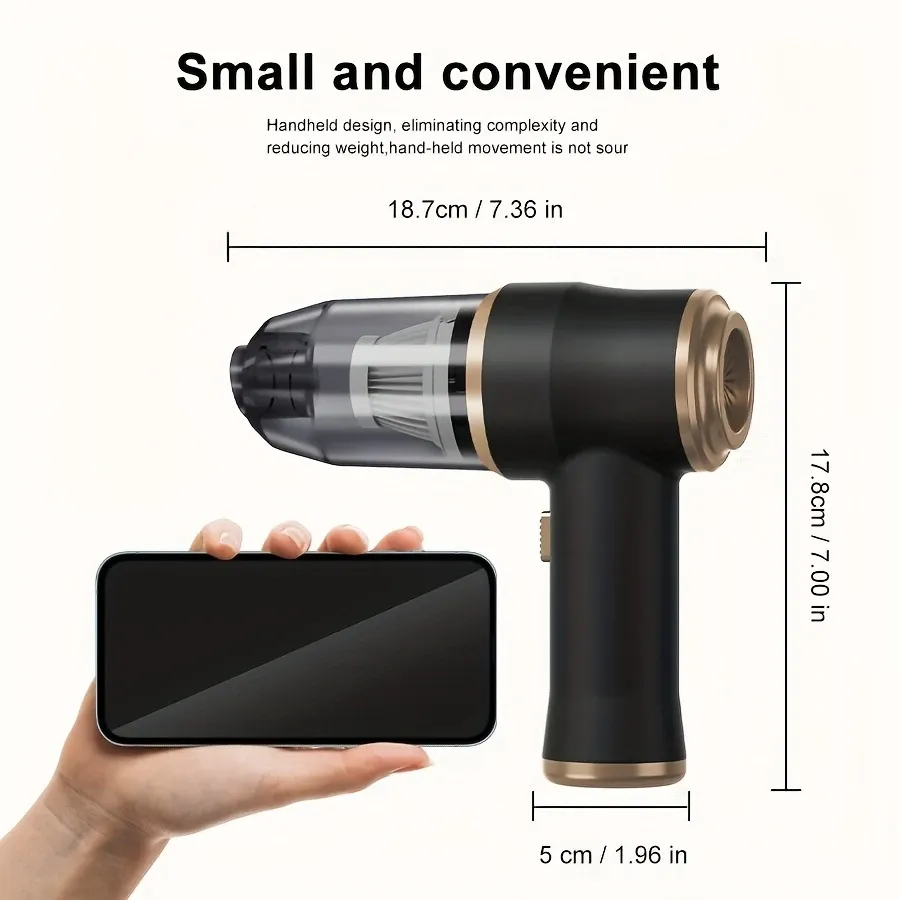 Portable Vacuum Cleaner - Rechargeable 2000*2mAh Battery, 5000Pa Suction Force, Integrated Blowing and Suction, Multifunctional High-Power Small Home Appliance for Automobiles and Households