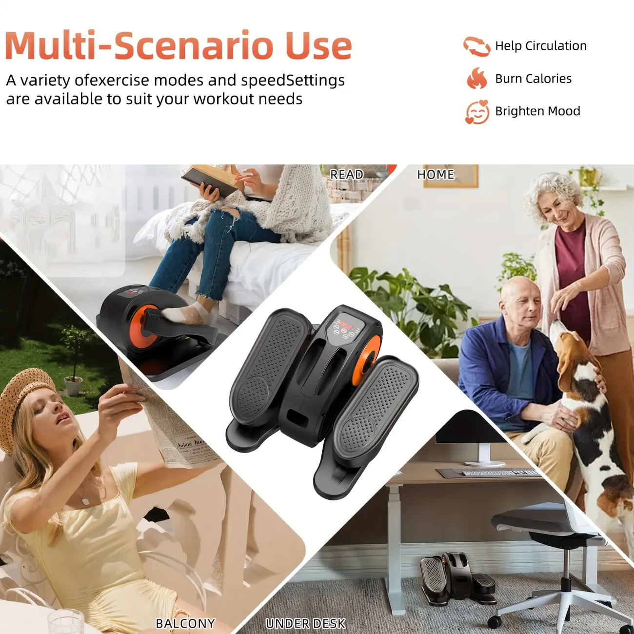 Portable Elliptical Machine Quiet & Portable Under Desk Elliptical Machine, Ellipse Leg Exerciser for Seniors Fully Assembled | Electric Seated Pedal Exerciser with Remote Control & 12 Adjustable Speeds