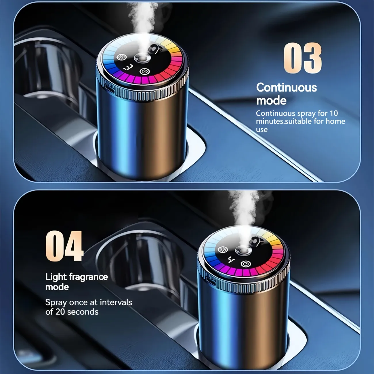 Outer bottle + perfume  Car Smart Aroma Diffuser, Dynamic Light Show or Starry Sky Top Mode, Natural French Scented Essential Oils or Perfumes, Adjustable Fragrance Concentration, Eliminate Odor In The Car, Long-term Use for 6 Months - Ocean