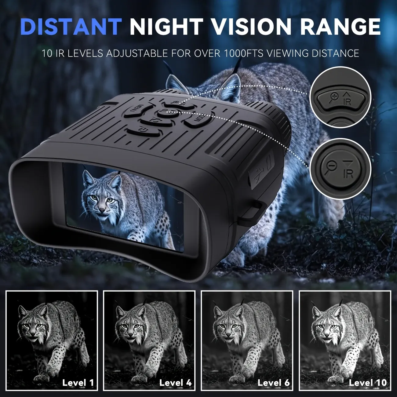2.7K High-Resolution Night Vision Goggles - 3.0-inch Large Screen, 5X Digital Zoom, Infrared Night Vision, 32G Memory Card for Saving Photos and Videos - Ideal for Camping, Hunting, Safety, and Surveillance