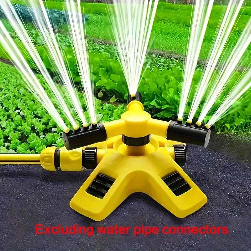 1pc Lawn AutomaticRotating Sprinkler -360 ° Rotating Sprinkler, 3 Manually Adjustable Rotating Arms Can Be Combined For Multiple Angles, Covering A Large Area For Garden Courtyard lawn Gardening automatic Irrigation or roof Cooling And Other Purposes