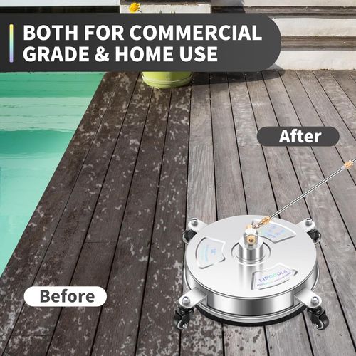 Stainless Steel Cleaner LIULO TOOL 4000 PSI Pressure Washer Surface Cleaner | Stainless Steel Surface Cleaner with 4 Wheels for Concrete, Patio, Sidewalk, Deck, Pathway, 0.25 Quick Connector, 2 Extension Wand