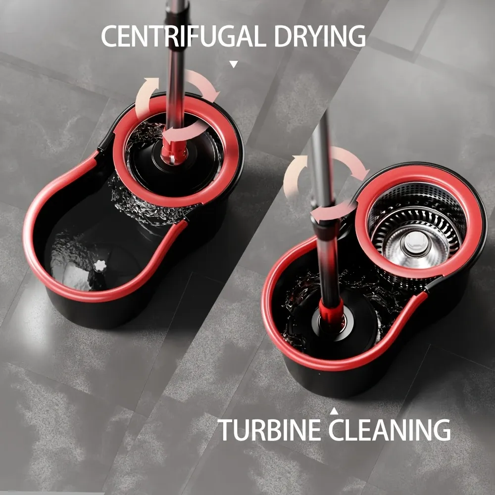 Rotating Mop and Bucket, 2-Piece Mop Head or Bucket Set with 360° Rotatable Mop, Includes 3 Microfiber Replacement Heads and 61-Inch Stainless Steel Adjustable Handle, Hands-Free Cleaning for Floor Cleaning, Cleaning Supplies