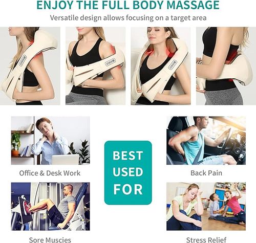 Shiatsu Neck and Back Massager with Soothing Heat, Electric Deep Tissue 3D Kneading Massage Pillow for Shoulder, Leg, Full Body Muscle Pain Relief, Car, Office and Home Use