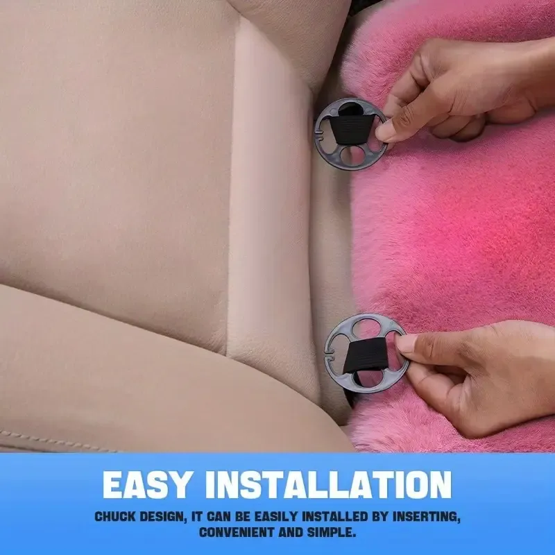 2Pack Car Front Seat Cushion Soft Warm Faux Rabbit Fur Winter Auto Seat Cover Fluffy Plush Vehicle Seat Protector Pad with Non-Slip Backing Car Accessories for Home and Office Chair Pink
