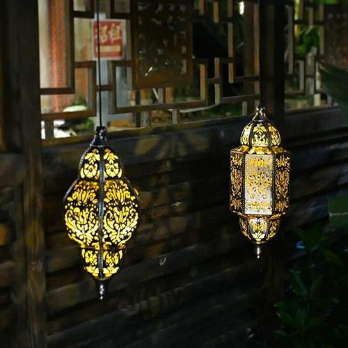 Solar-Powered Baroque Garden Chandelier – Waterproof Hollow Iron Lantern for Outdoor Decoration | Elegant European-Style Lighting | Auto On Off   Energy Savin