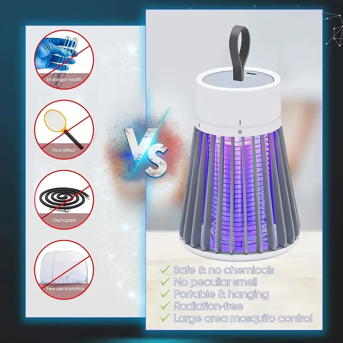 Bug Zapper, Mosquito Zapper Fly Trap Mosquito Killer Lamp USB Electric Radiationless LED Mute Bed Bug Killer Indoor for Mosquito Insect Gnat Moth Fruit Flies