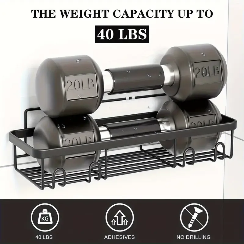 Stainless Steel Shower Caddy 6 Pcs Stainless Steel Shower Caddy - Bathroom Shower Organizers, Black Wall Rack Baskets Adhesives Mounted Bins  Containers