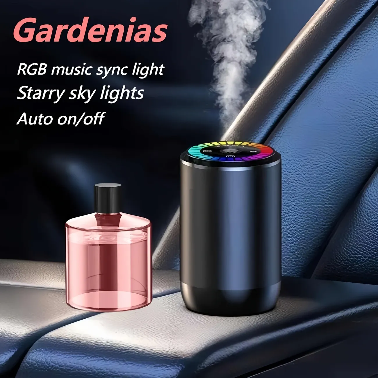 Outer bottle + perfume  Car Smart Aroma Diffuser, Dynamic Light Show or Starry Sky Top Mode, Natural French Scented Essential Oils or Perfumes, Adjustable Fragrance Concentration, Eliminate Odor In The Car, Long-term Use for 6 Months - Ocean
