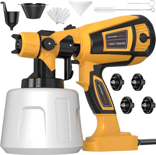 Paint Sprayer High Power Electric Spray Paint Gun with Adjustable Spray Width Knob,1400ML Container,Easy to Clean for Furniture Cabinets House Painting Yellow