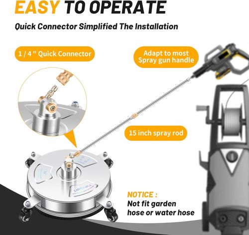 Stainless Steel Cleaner LIULO TOOL 4000 PSI Pressure Washer Surface Cleaner | Stainless Steel Surface Cleaner with 4 Wheels for Concrete, Patio, Sidewalk, Deck, Pathway, 0.25 Quick Connector, 2 Extension Wand