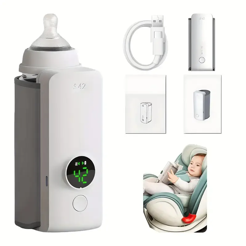 Portable Youngsters Bottle Heater, Suitable for Travel, Fast Heating, Lasting Heating Up to 5 Hours, Precise Temperature Control, Comfortable Youngsters Feeding Anytime, Anywhere, Waterless Heating Milk