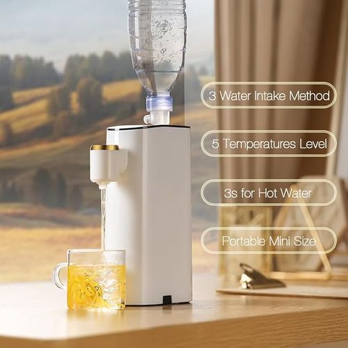 Mini Portable Instant Hot Water Dispenser - 1200W, 3s Quick Heating, 5 Adjustable Temperatures for Bottled Water