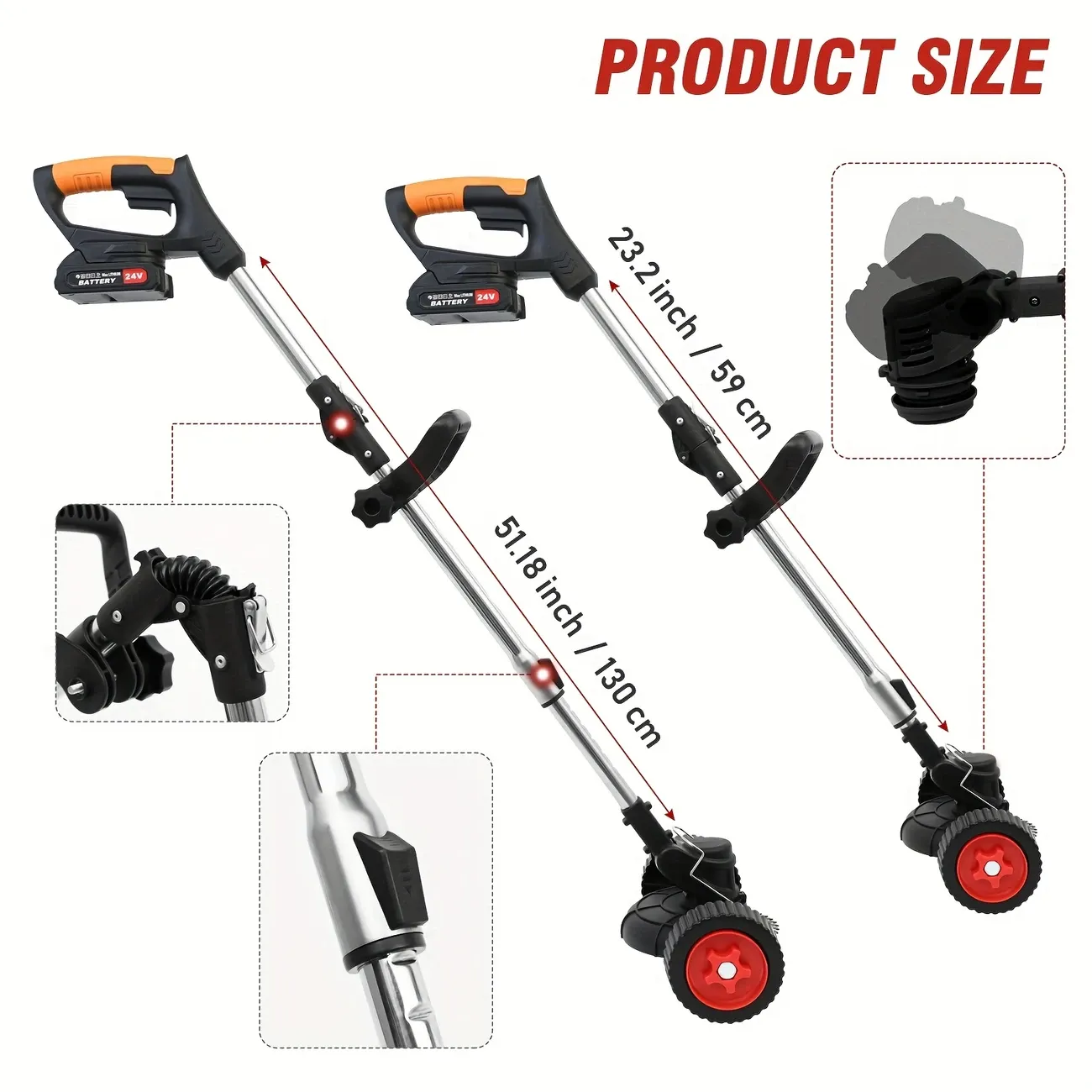 Powerful 24V Cordless Electric Weed Eater, 4-in-1 Versatility with Lawn Trimmer, Wheel Edger, Mini-Mower, and Brush Cutter Functions. Equipped with Multiple blades and String Trimmer for Lawns, Yards, and Gardens