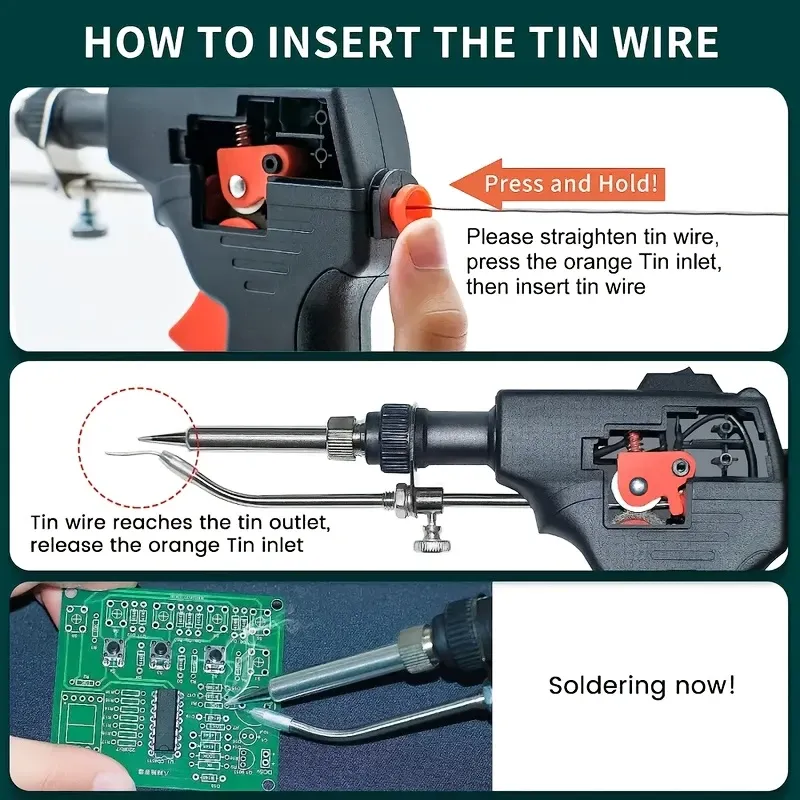 Handheld Automatic Soldering Gun with Adjustable Rubber Bracket for Circuit Boards, DIY Projects & Electronics Repair – Ergonomic Design, Precision Control, and Comfortable Grip