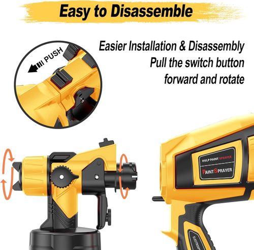 Paint Sprayer High Power Electric Spray Paint Gun with Adjustable Spray Width Knob,1400ML Container,Easy to Clean for Furniture Cabinets House Painting Yellow