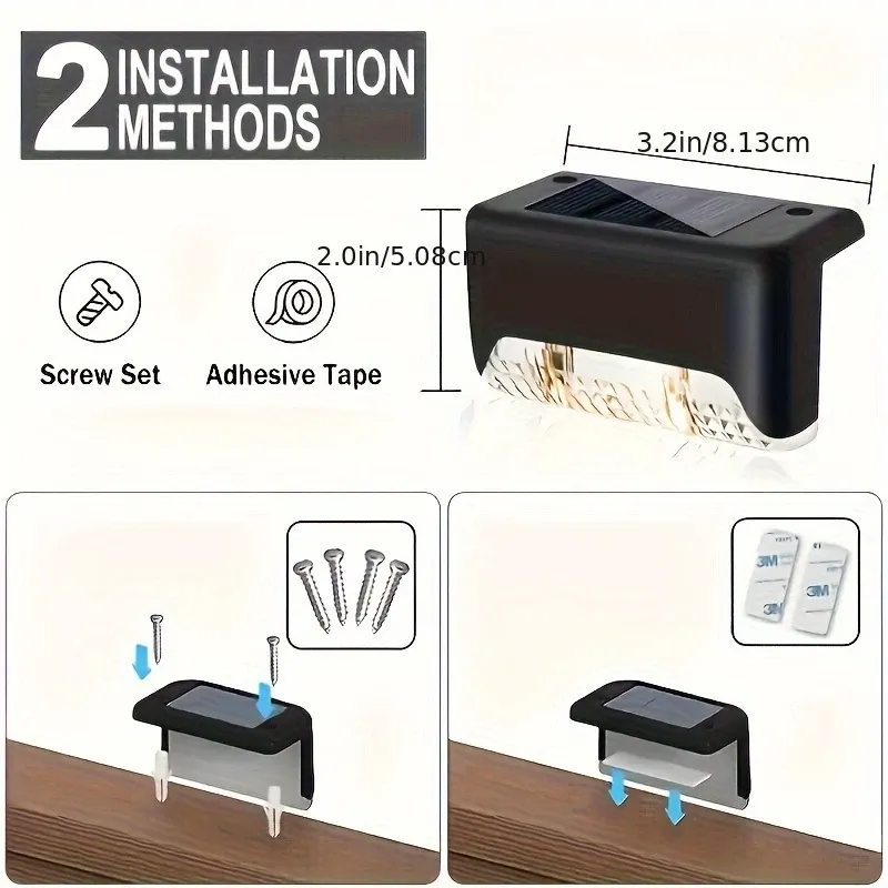 20-Pack LED SolarStep Lights Outdoor, Solar Powered Stairights with LightSensorControl, Warm LEDights, Landscapeighting Fixtures ForStairs, Steps, Fences, Gardens.Balconies, Yards, Courtyards, Pathways, Available In Black, Christmas, Thanksgiving, New Year, Valentine's Day Gifts