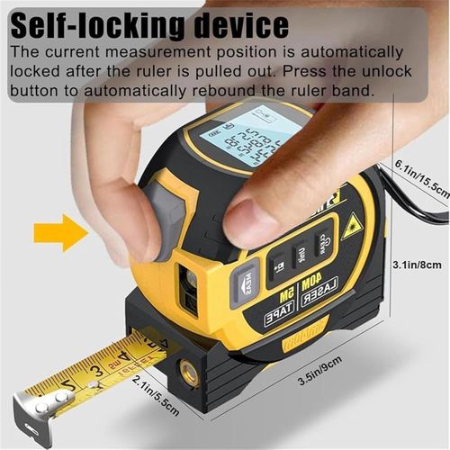 The Almighty Ruler 3-in-1 Laser Measuring Tape, Almighty Ruler, Almighty Tools Tape Measure, The Almighty Ruler, 3 in 1 Laser Rangefinder Tape Measure Almighty Tools (40cm,Yellow)