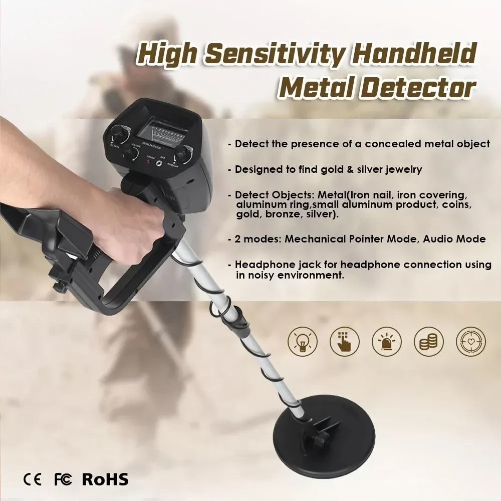 Metal Detectors For Adults For Professional For Beginners Metal Detector Wand Machine Handheld Small Positioning Stick Outdoor Treasure Hunt