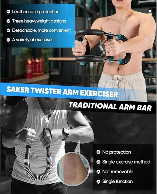Saker Twister Arm Trainer, 40-100lb Adjustable Chest Workout Equipment, Arm Trainer, Twister Arm Trainer, Portable Power Twister Bar, Detachable Design Fitness Anywhere