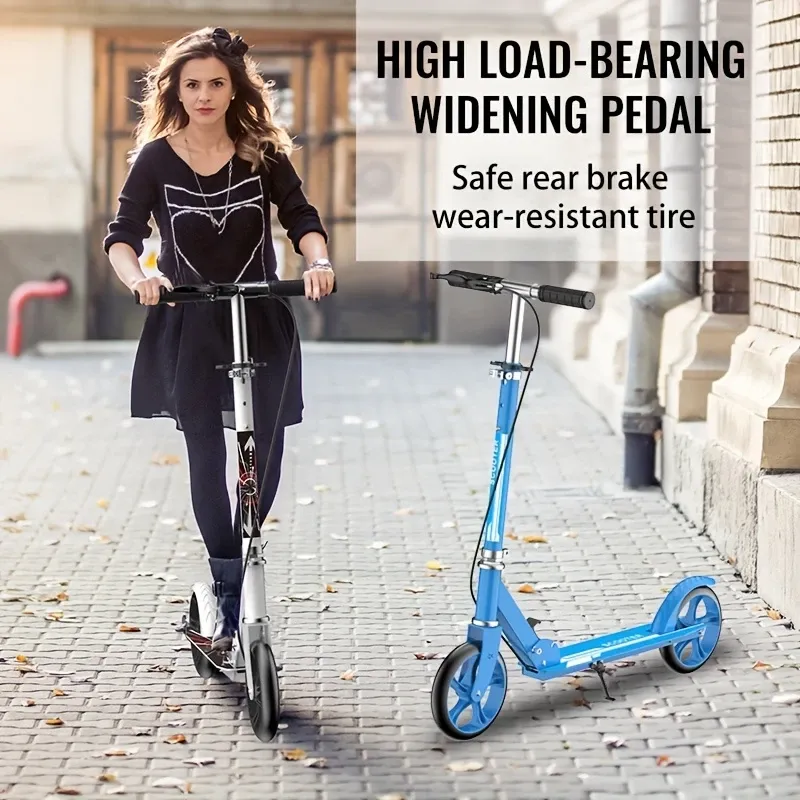 Adult Folding Scooter  Two Wheels Adult Folding Scooter - Compact Design, Front Brake, Iron Structure, Front Suspension - Suitable For 14 Years And Above