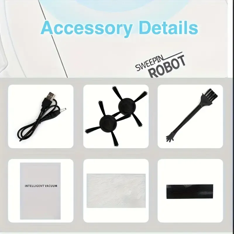 3-in-1 Robot Vacuum Cleaner And Mop Combo, USB Rechargeable, Strong Suction, 60-minute Runtime, Slim And Low-noise Design, Suitable for Pet Hair, Hard Floors And Daily Cleaning, Automatic Direction Mop, Pet Hair Cleaner | Robot Vacuum Cleaner