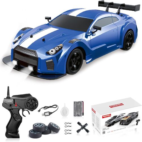 Remote Control Car RC Drift Car 1：16 Scale 4WD and High Speed RC Car 2.4GHz with LED Lights Spray Racing Toy Car for Adults Boys Girls Kids Birthday , Blue