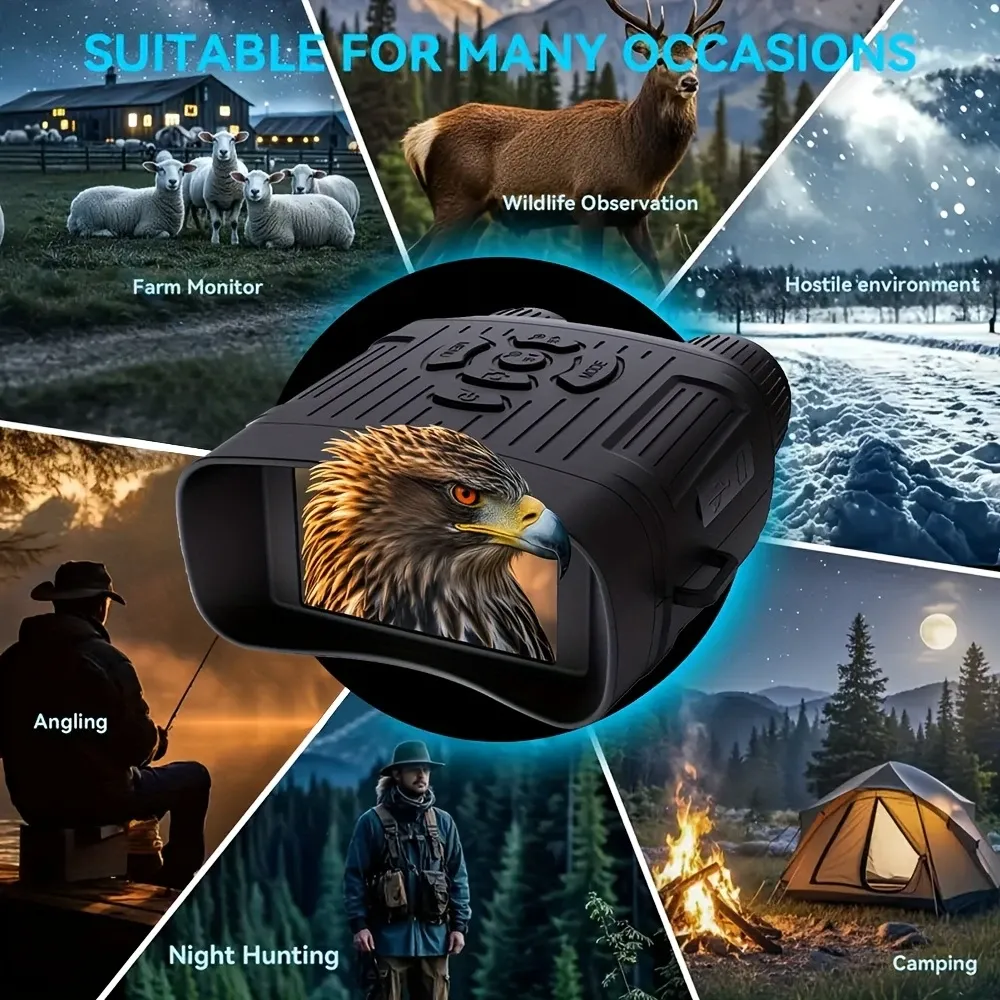 2.7K High-Resolution Night Vision Goggles - 3.0-inch Large Screen, 5X Digital Zoom, Infrared Night Vision, 32G Memory Card for Saving Photos and Videos - Ideal for Camping, Hunting, Safety, and Surveillance