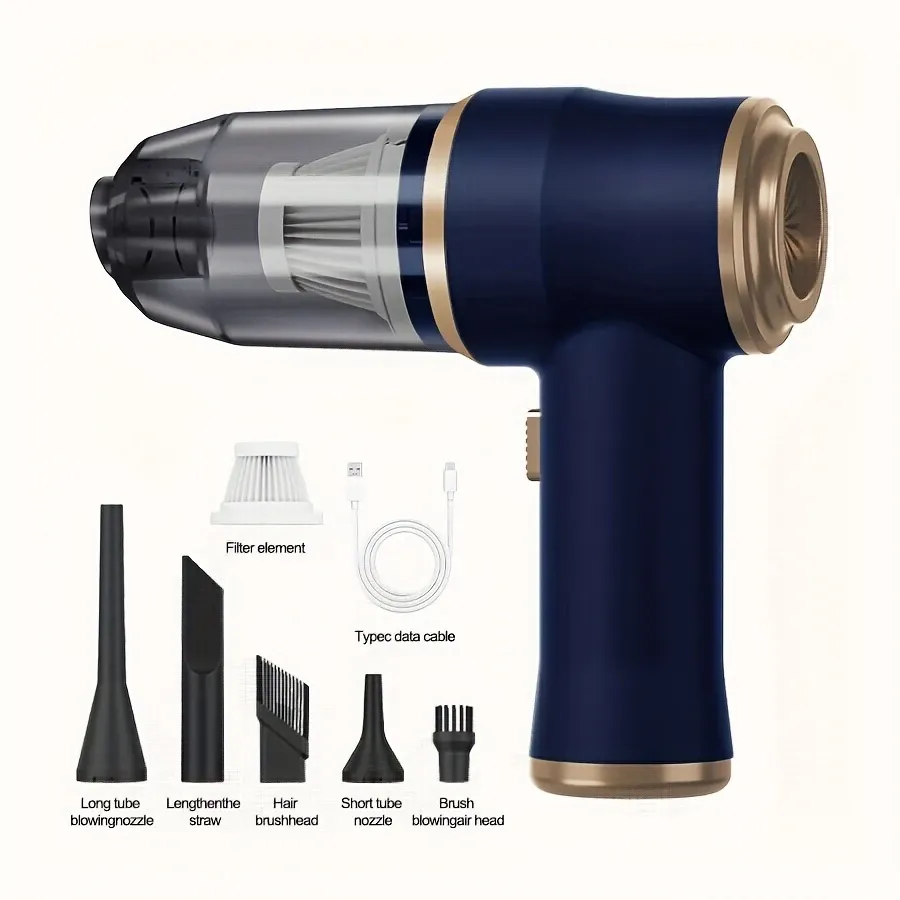 Portable Vacuum Cleaner - Rechargeable 2000*2mAh Battery, 5000Pa Suction Force, Integrated Blowing and Suction, Multifunctional High-Power Small Home Appliance for Automobiles and Households